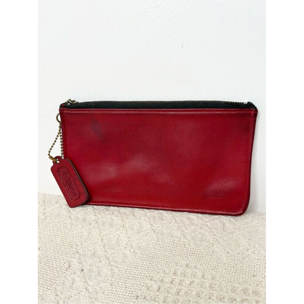 Coach Vintage Red Leather Zip Skinny Pouch